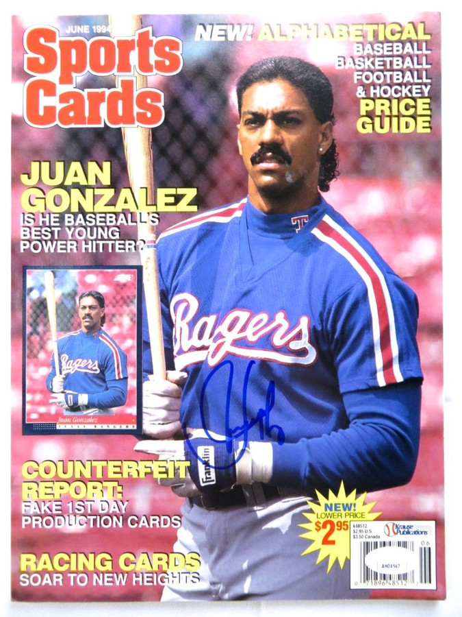 Juan Gonzalez Signed Autographed Magazine Sports Cards 1994 Rangers JSA AH04547