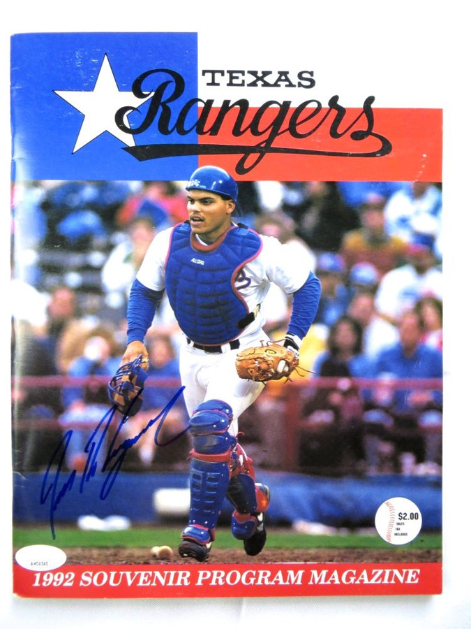 Ivan Rodriguez Signed Autographed Program 1992 Texas Rangers JSA AH04540