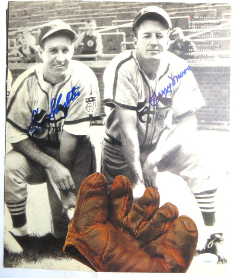 Enos Slaughter Terry Moore Signed Autograph Magazine Photo Cardinals JSA AG39620