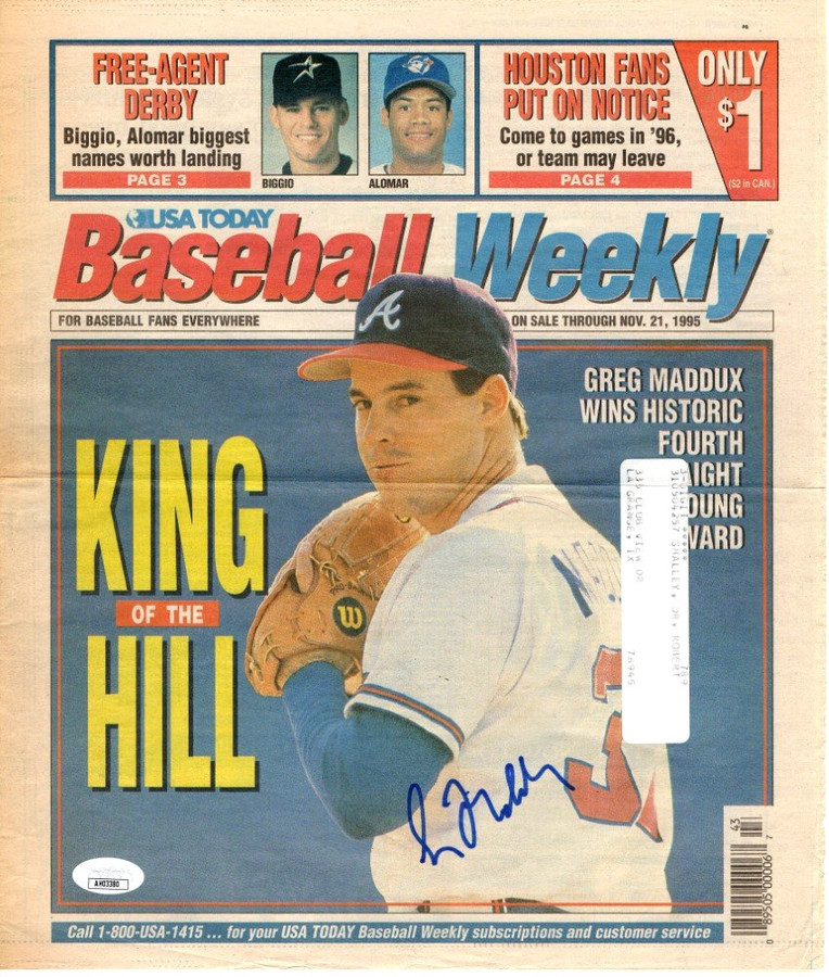 Greg Maddux Signed Autographed Newspaper Cover USA Today 1995 Braves JSA AH03380