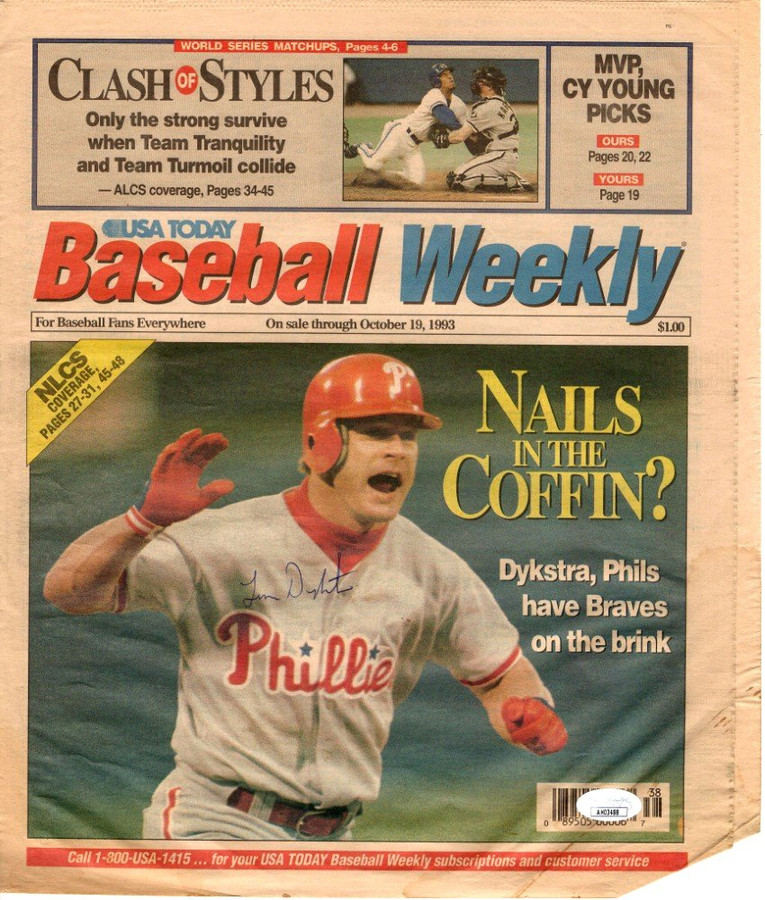 Lenny Dykstra Signed Autographed Newspaper Cover Sporting News 1993 JSA AH03488