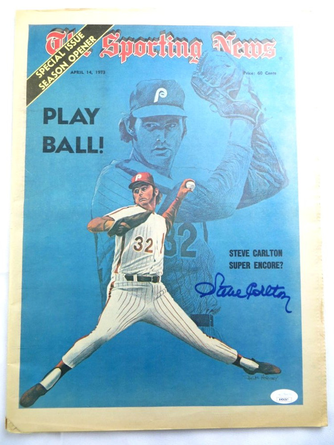 Steve Carlton Signed Autograph Newspaper Sporting News 1973 Phillies JSA AH04367