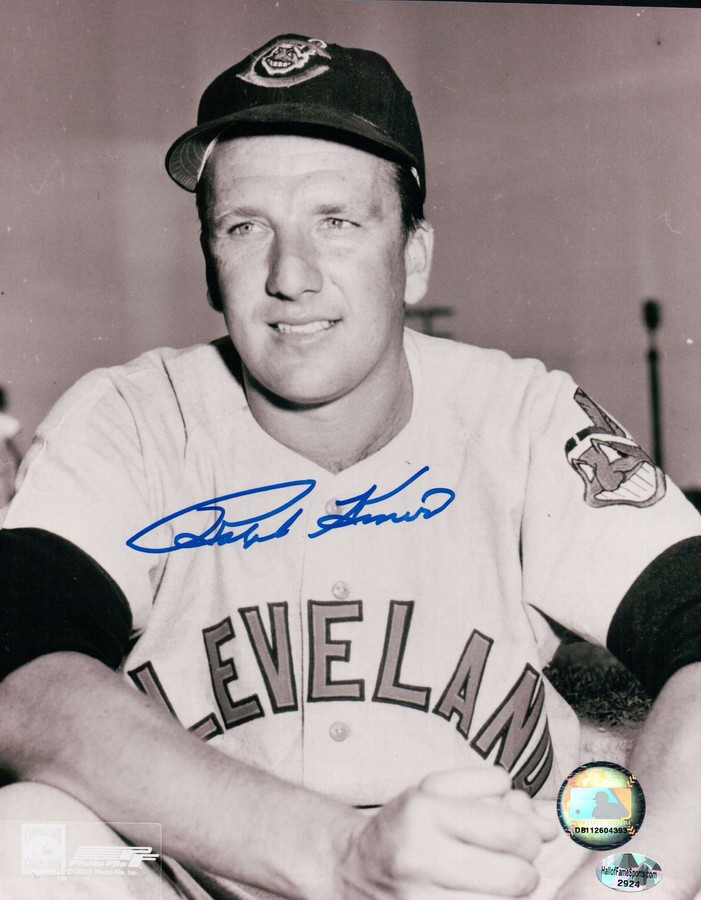 Ralph Kiner Signed 8X10 Photograph Autograph Indians Sitting w/Bat COA Auto