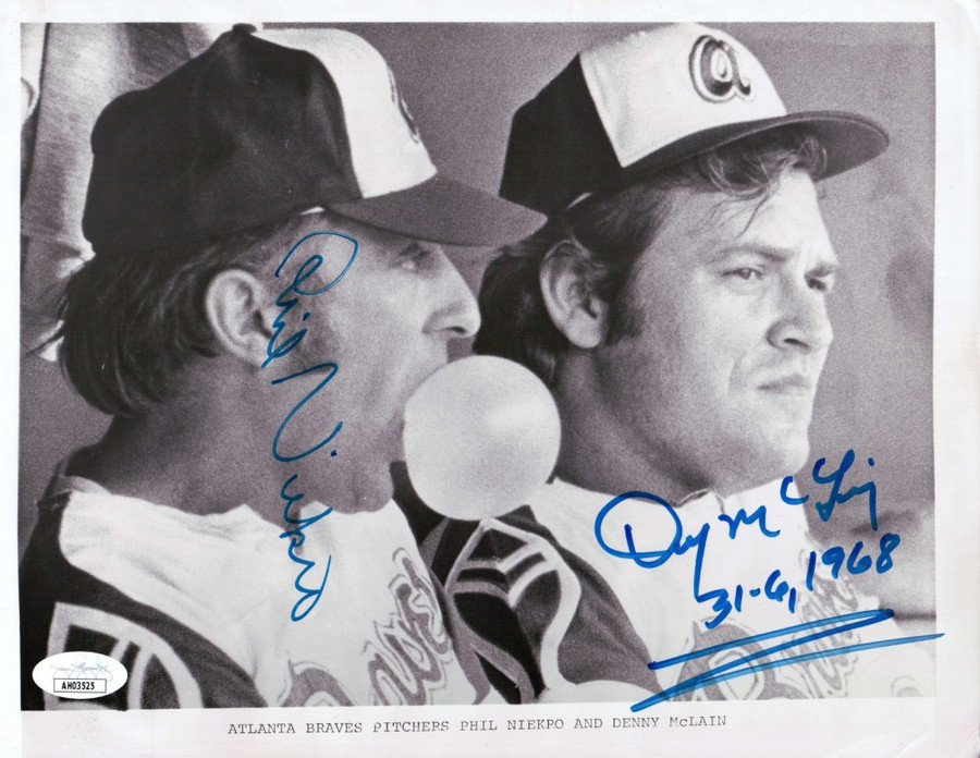 Phil Niekro Denny McLain Dual Signed Autographed 8X10 Photo Braves JSA AH03525