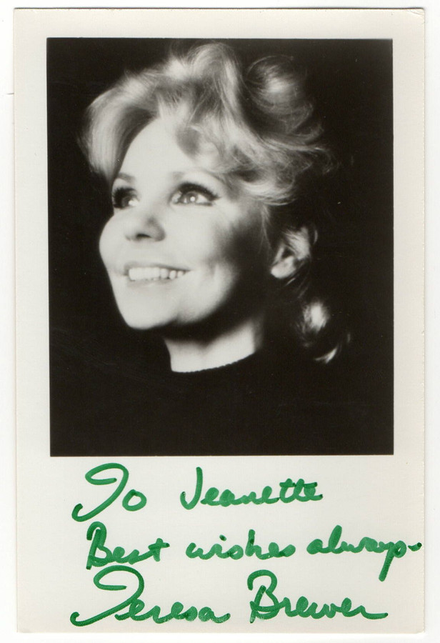 Teresa Brewer Signed Autograph Small Photo Legendary Singer Actress JSA AD30675