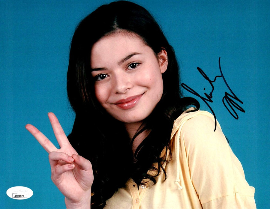 Miranda Cosgrove Signed Autograph 8X10 Photo iCarly Cute Peace Sign JSA AH04679