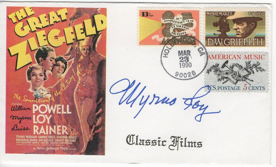 Myrna Loy Signed Autographed First Day Cover The Great Ziegfeld JSA AF30991