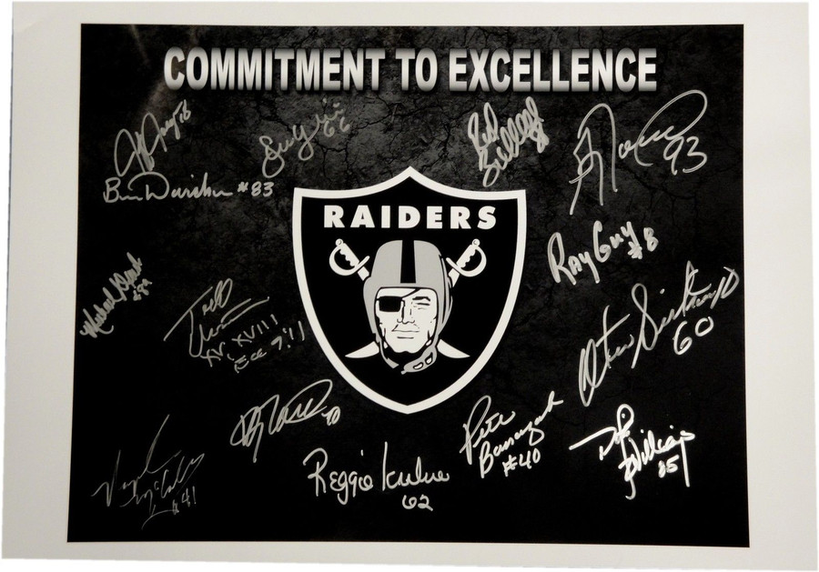 Ray Guy Ben Davidson Sistrunk +More Oakland Raiders Logo 18x24 Photo 14 Sigs