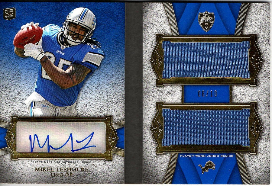 Mikel Leshoure 2011 Topps Supreme Rookie Dual Jersey Booklet Auto Lions #ML 6/10