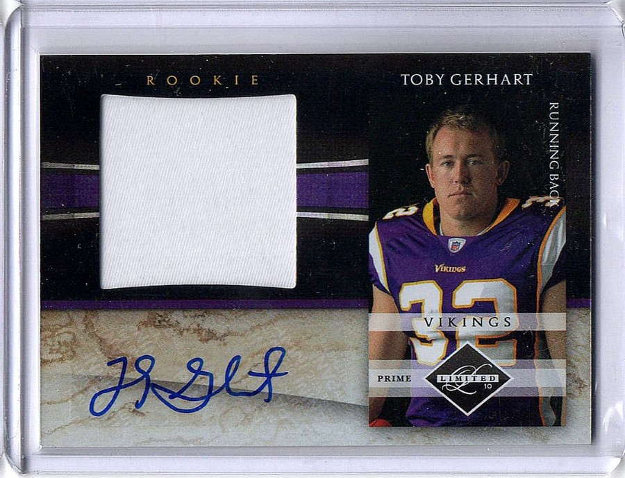 Toby Gerhart 2010 Limited Rookie Jumbo Patch Auto Vikings #15 02/25