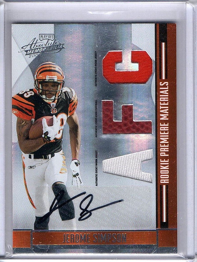 Jerome Simpson 2008 Absolute RC Rookie Triple Relic Auto Bengals #263 01/25