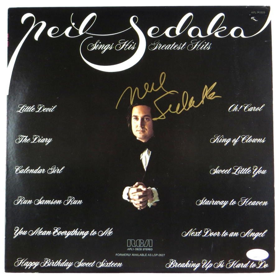 Neil Sedaka Signed Autographed Record Album Cover Sings Hits JSA AH86361