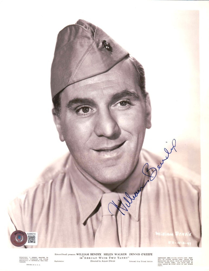 William Bendix Signed Autographed 8X10 Photo Abroad with Two Yanks BAS BJ080214