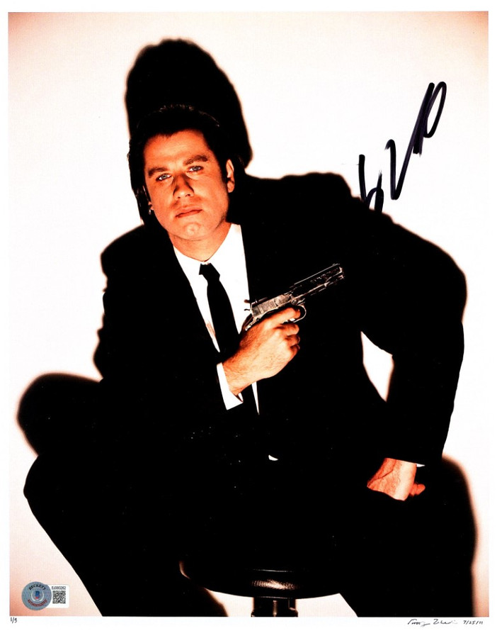John Travolta Signed Autographed 11X14 Photo Pulp Fiction Vincent BAS BJ080262