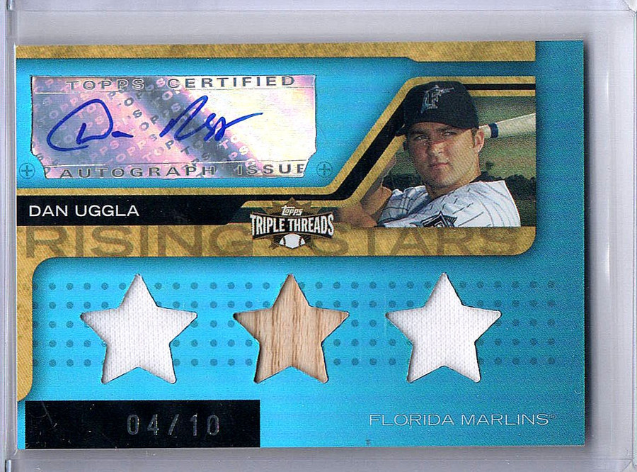 Dan Uggla 2008 Triple Threads Jersey Bat Auto Blue Marlins #193 04/10