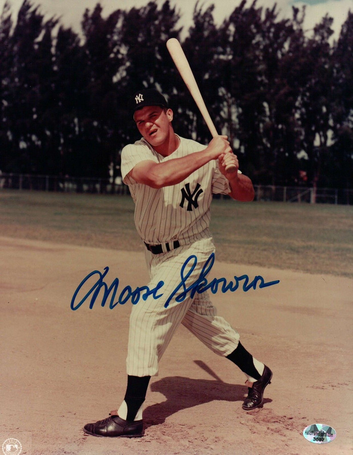 Bill Moose Skowron Signed 8X10 Photo Autograph Yankees Swing on Field Auto w/COA