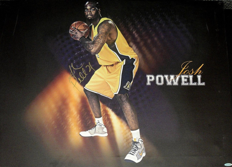 Josh Powell Hand Signed Autographed 22x32 Stretched Canvas LA Lakers W Ball UDA