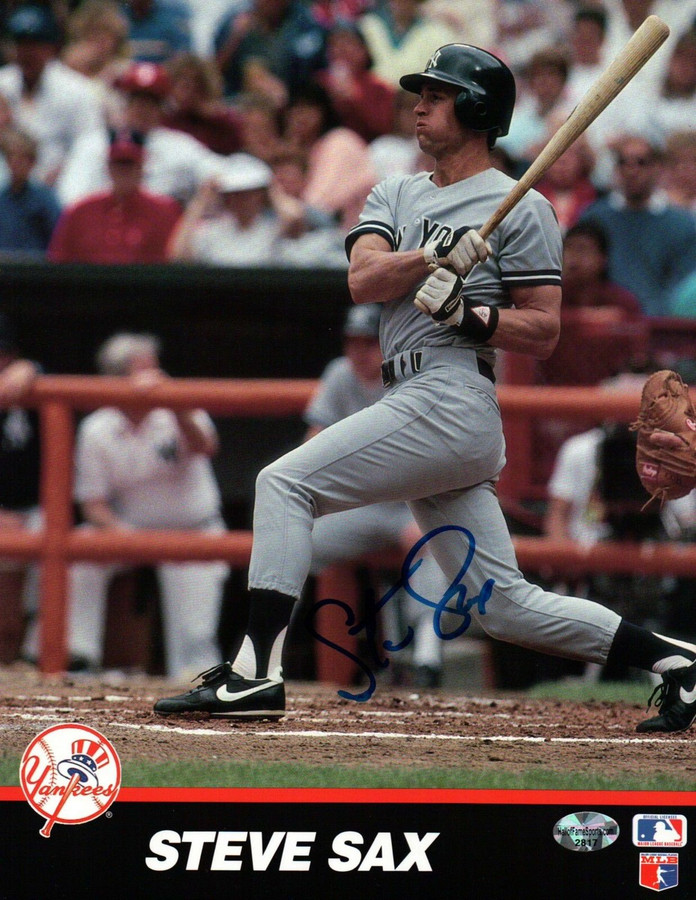 Steve Sax Signed 8X10 Photo Autograph New York Yankees Team Card Auto w/COA