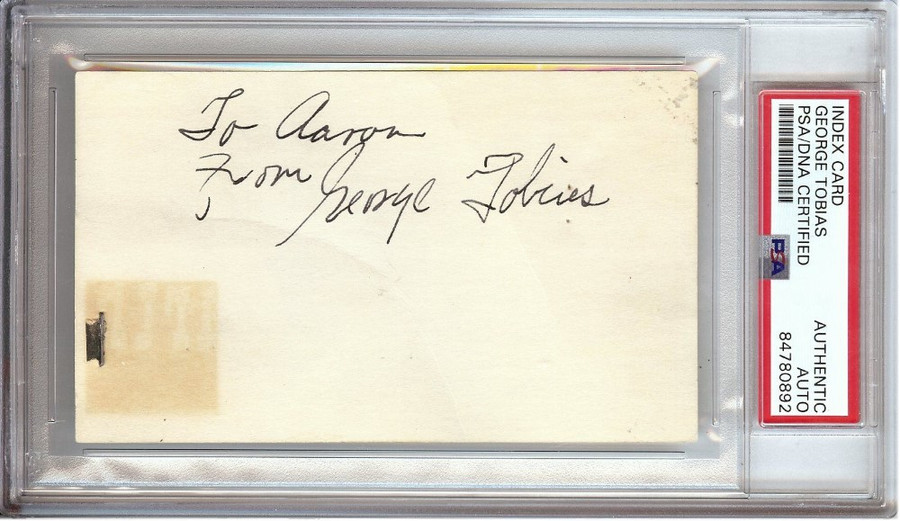 George Tobias Signed Autographed Index Card Bewitched Abner PSA Encased