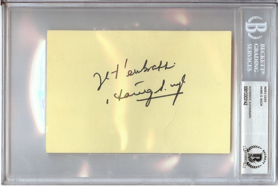 Haing S. Ngor Signed Autographed Index Card The Killing Fields Beckett 3142