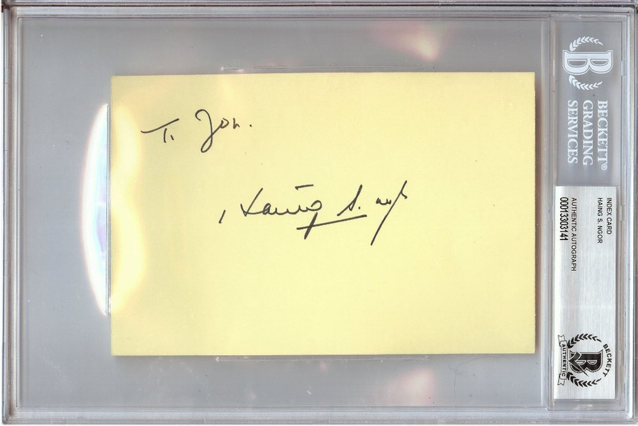 Haing S. Ngor Signed Autographed Index Card The Killing Fields Beckett 3141