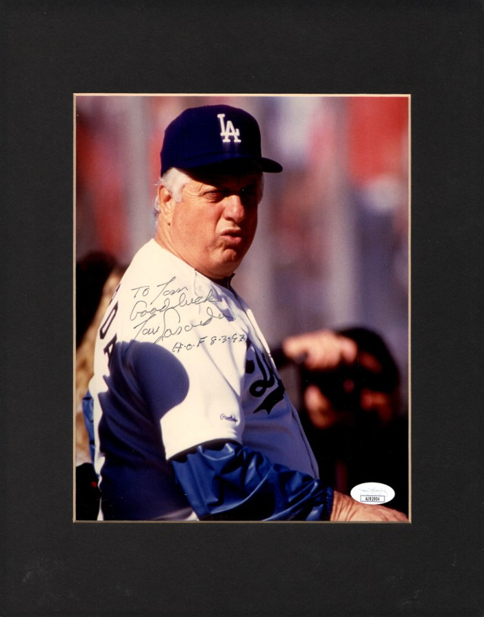 Tommy Lasorda Signed Autographed Matted 8X10 Photo Dodgers To Tom JSA  AJ82994 - Cardboard Legends