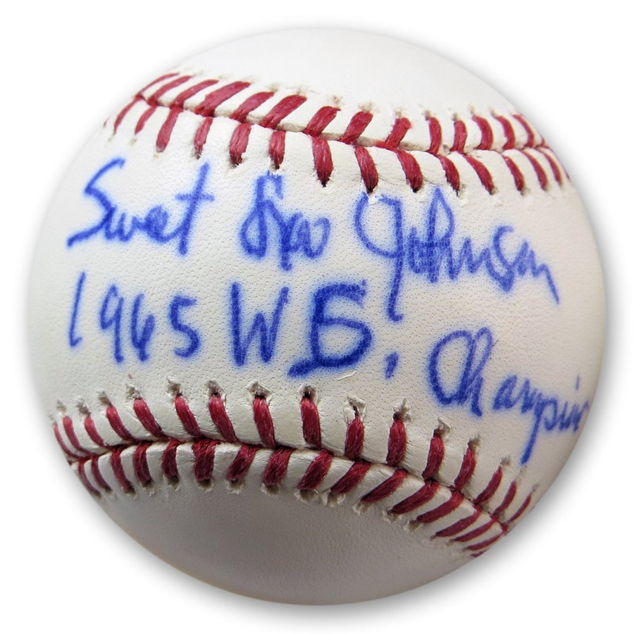 Sweet Lou Johnson Signed Autograph Baseball Dodgers "1965 WS Champ" JSA AJ82893