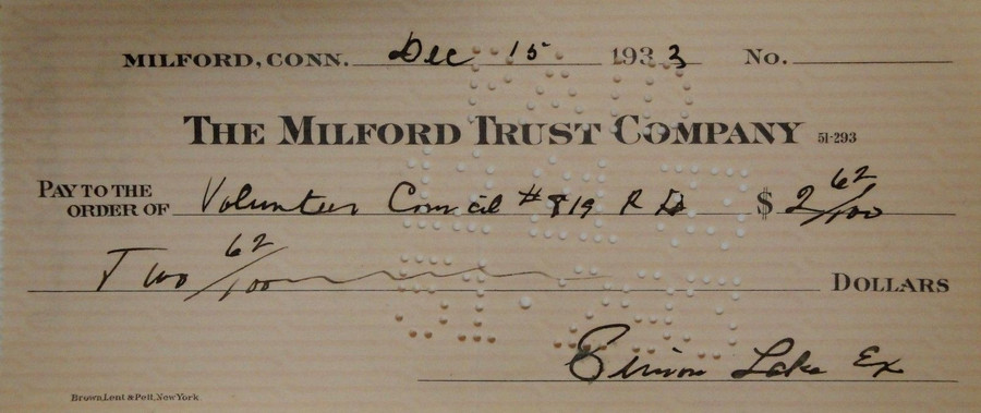 Simon Lake Hand Signed Autographed Personal Check $2.62