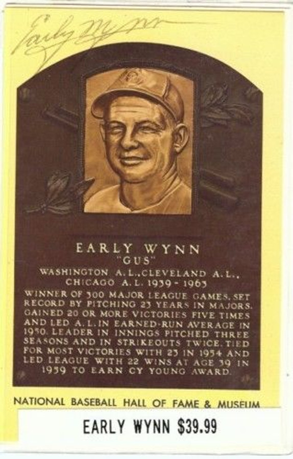 Early Wynn Signed Hall Of Fame Postcard Auto Autograph
