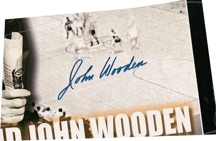 John Wooden Signed Poster Cut Out Section Large Clean Auto Autograph w/COA