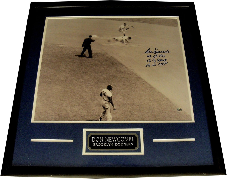 Don Newcombe Hand Signed Autograph 16x20 Photo Custom Framed Multi Stats CY MVP