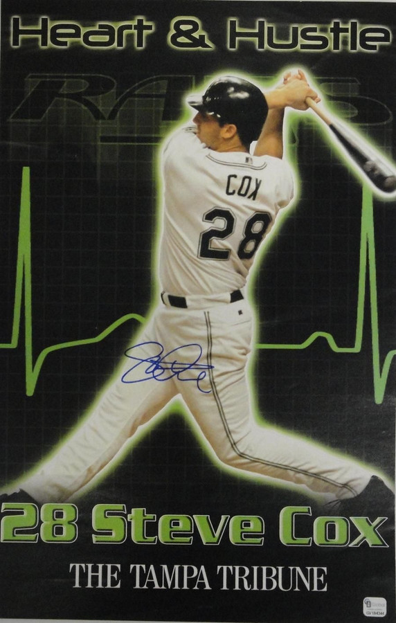 Steve Cox Hand Signed Autographed 11"x17" Photograph Tampa Bay Rays GA COA