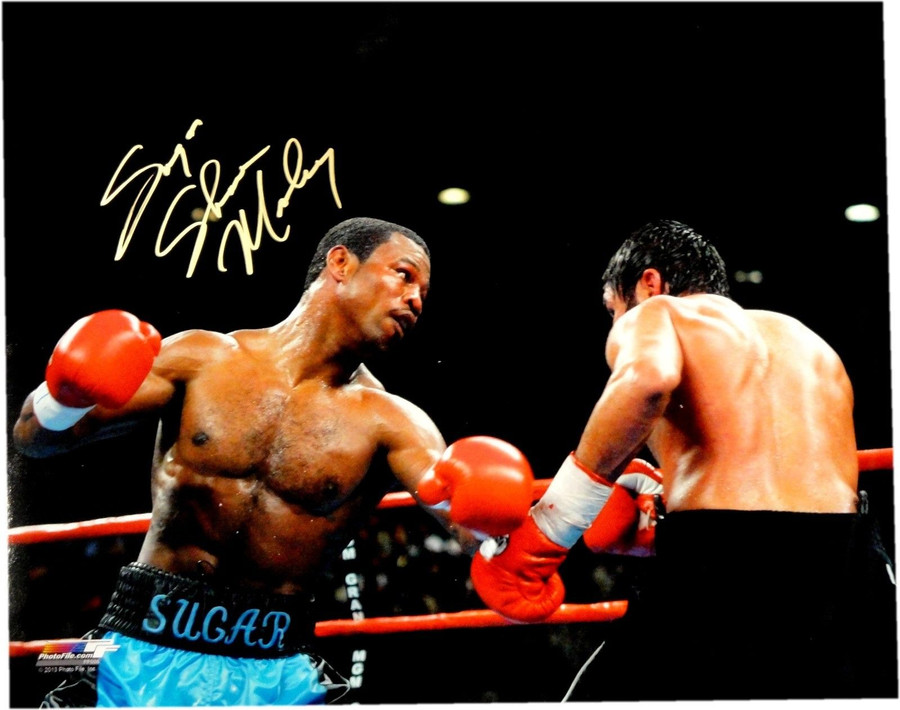 Sugar Shane Mosley Signed Autograph 16x20 Photo Winding up to Punch Gold Ink