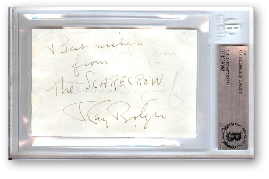 Ray Bolger Jimmy Durante Signed Autographed Cut Signature Dual Legends BAS 0892