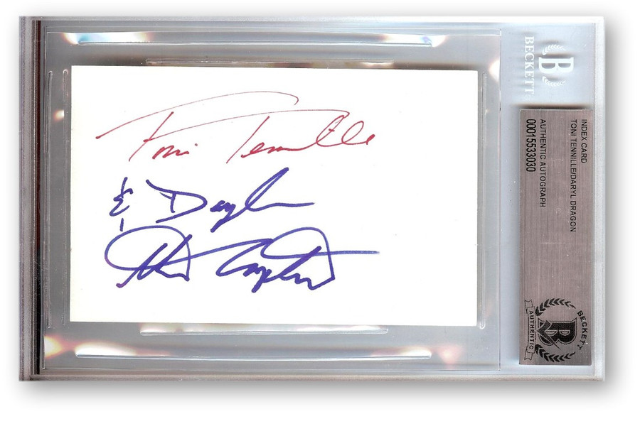 Toni Tennille Daryl Dragon Signed Autographed Index Card Captain & Tennille BAS
