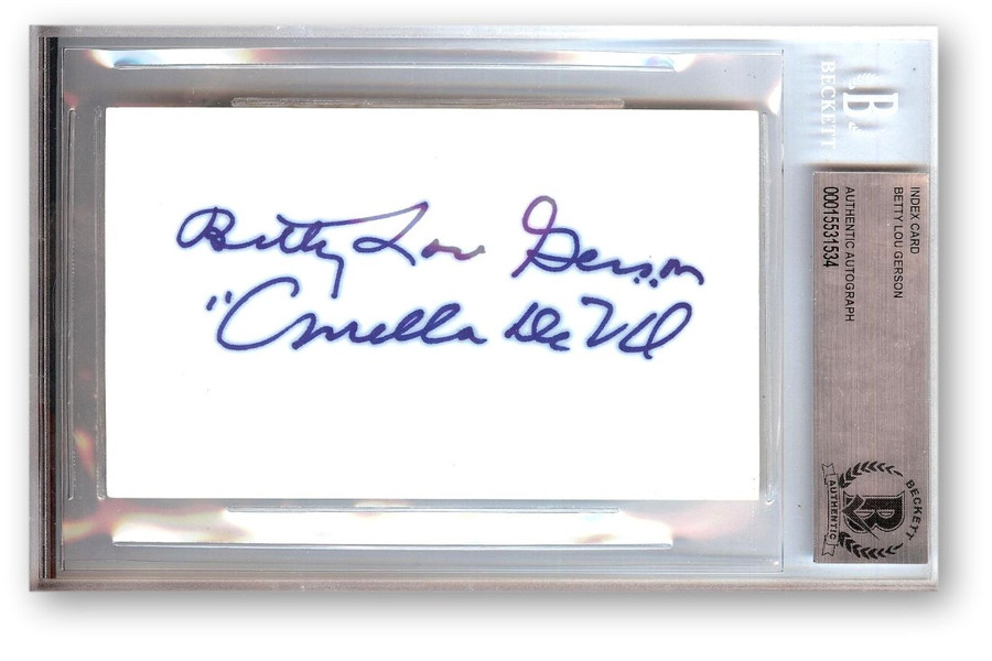 Betty Lou Gerson Signed Autographed Index Card 101 Dalmations Cruella BAS 1534