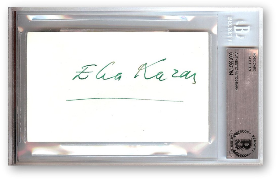 Elia Kazan Signed Autographed Index Card On the Waterfront Director BAS 1764