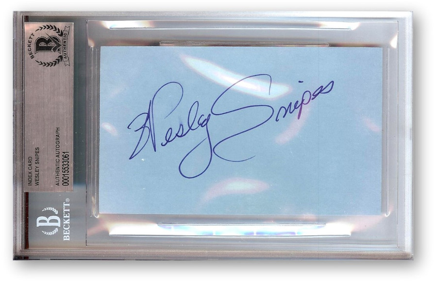 Wesley Snipes Signed Autographed Index Card Expendables Blade BAS 3061