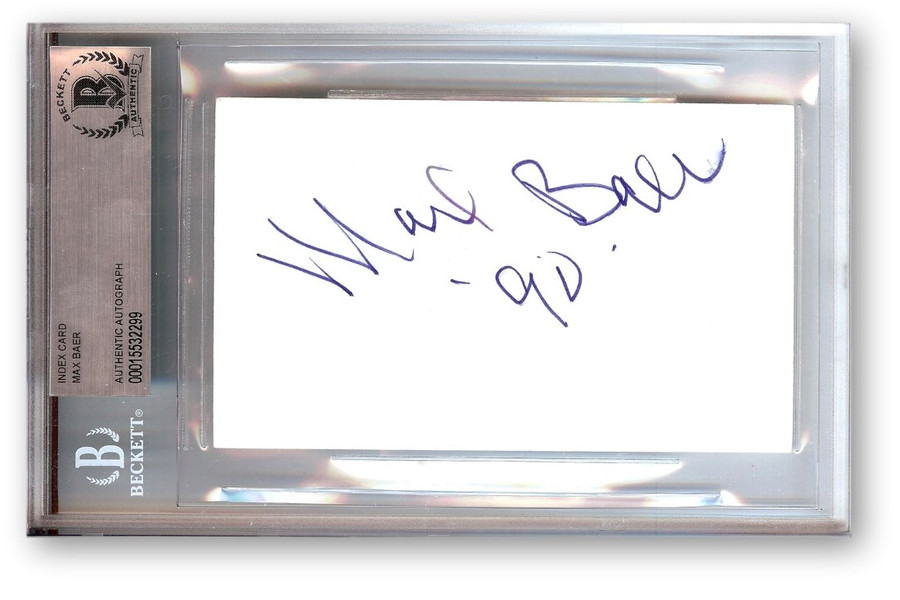 Max Baer Signed Autographed Index Card Beverly Hillbillies Jethro BAS 2299