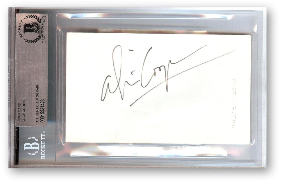 Alice Cooper Signed Autographed Index Card Singer Songwriter BAS 1423