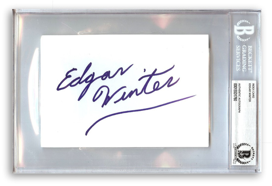 Edgar Winter Signed Autographed Index Card Free Ride Frankenstein BAS 1760