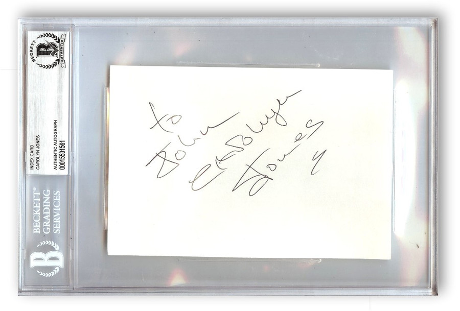 Carolyn Jones Signed Autographed Index Card The Addams Family Morticia BAS 1561