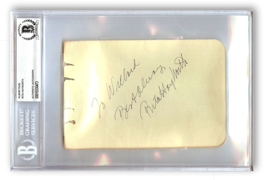 Rita Hayworth Signed Autographed Cut Signature Gilda Strawberry Blonde BAS 0473
