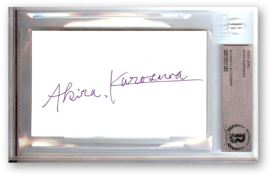 Akira Kurosawa Signed Autographed Index Card Japanese Filmaker Legend BAS 1385