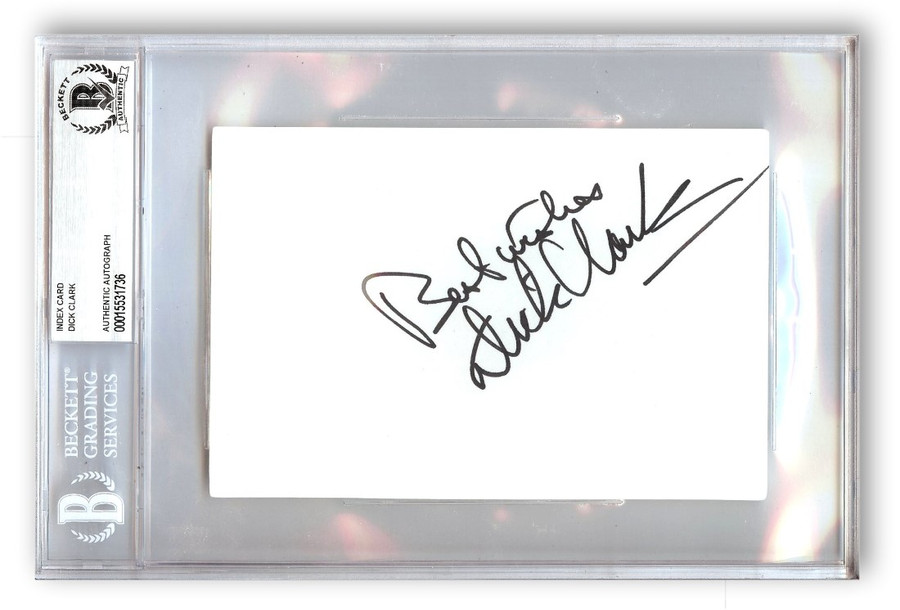 Dick Clark Signed Autographed Index Card American Bandstand BAS 1736