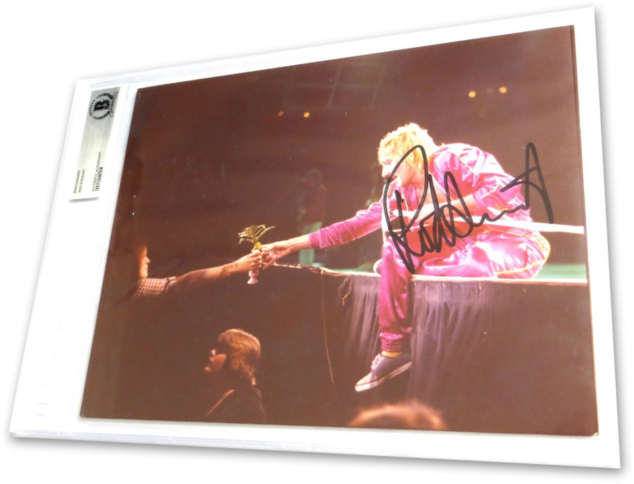 Rod Stewart Signed Autographed 8X10 Photo Singing on Stage BAS 8504