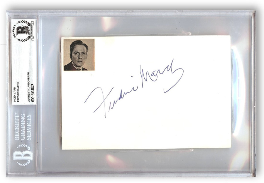 Frederic March Signed Autographed Index Card Dr. Jekyll and Mr. Hyde BAS 1822