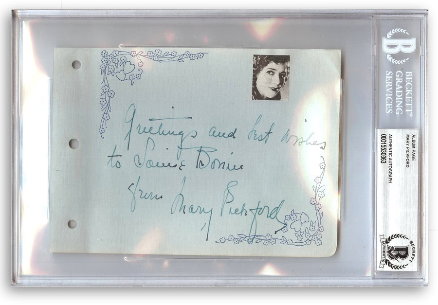 Mary Pickford Signed Autographed Album Page Hollywood Legend BAS 0363
