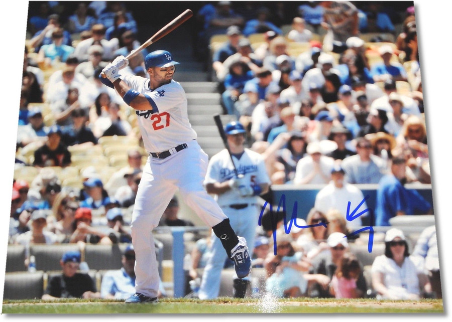 Matt Kemp Signed Autographed Major League Baseball Photo At bat White Uniform