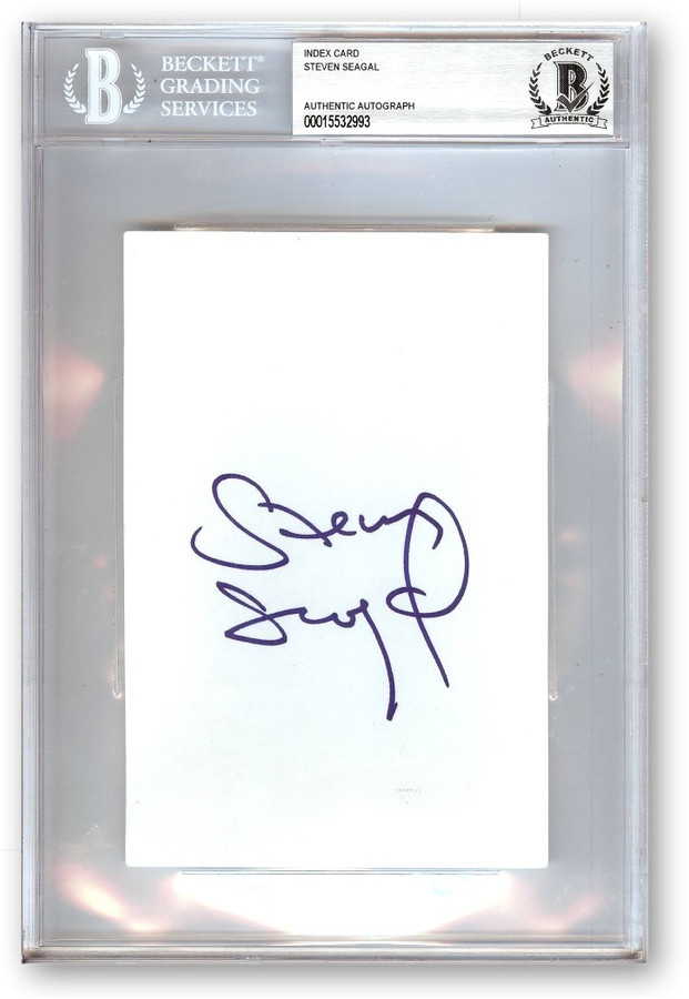 Steven Seagal Signed Autographed Index Card Above the Law Under Siege BAS 2993